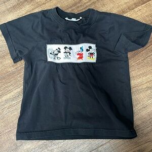 3T Smocked Catching Fireflies Black and White Mickey Disney Shirt